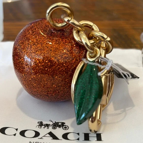 πππCoach Sparkling Orange Fruit Keychain Bag charm πππ NWT πππ - Picture 4 of 16